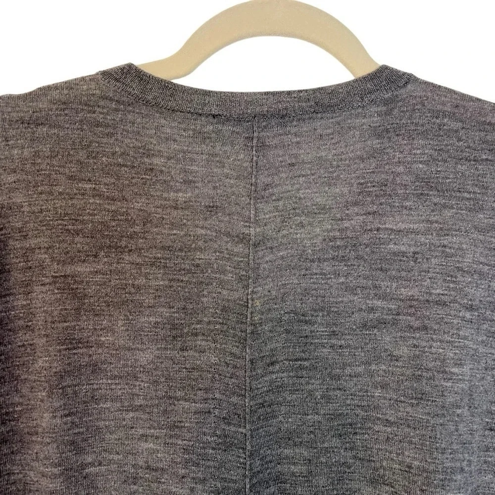Eileen Fisher Merino Wool V Neck Tunic Sweater Charcoal Grey Small Relaxed Cozy
